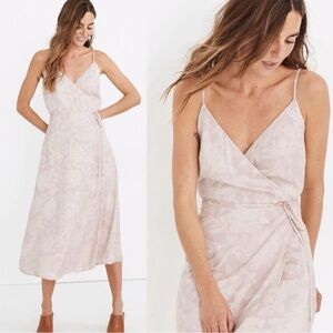 Madewell Light Pink Floral Midi Wrap Dress